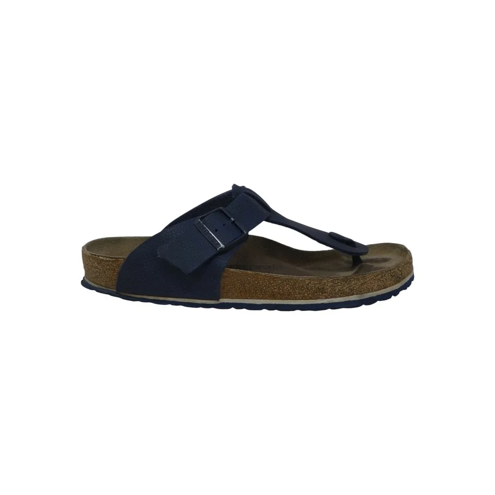 Birkenstock Gizeh Thong Sandals Mens 13 Blue Leather Cork Buckle Comfort